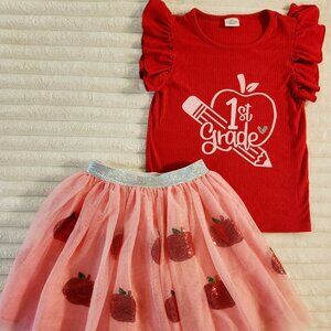 Girls size 8/9 Sparkle In Pink 1st Grade outfit for first day of school!